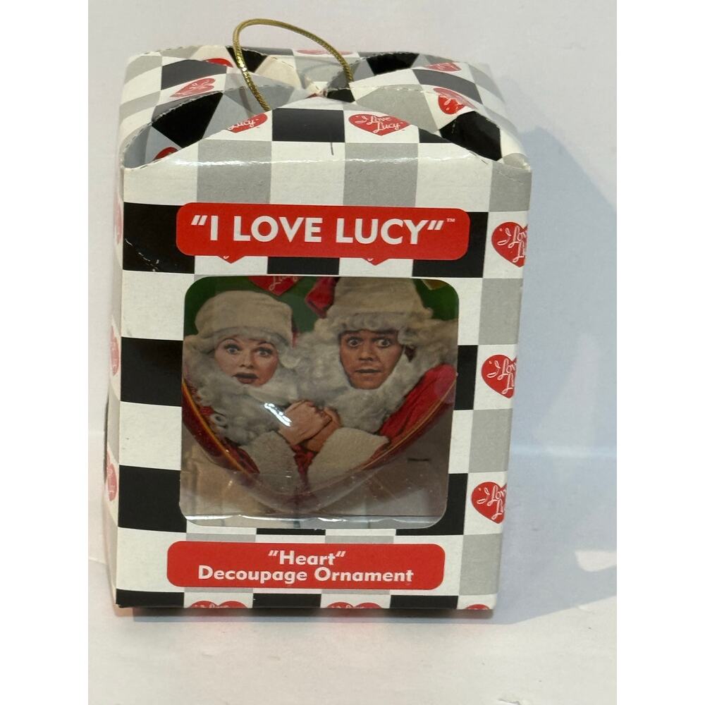I Love Lucy Heart Decoupage Ornament NOS 2007